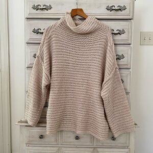 aerie Cream Chunky Knit Turtleneck Sweater